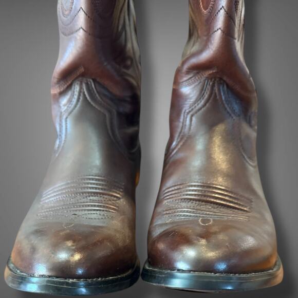 Women's Size 6.5 Ariat Brown Leather Embroidered Western Boots Flawed - Picture 8 of 9
